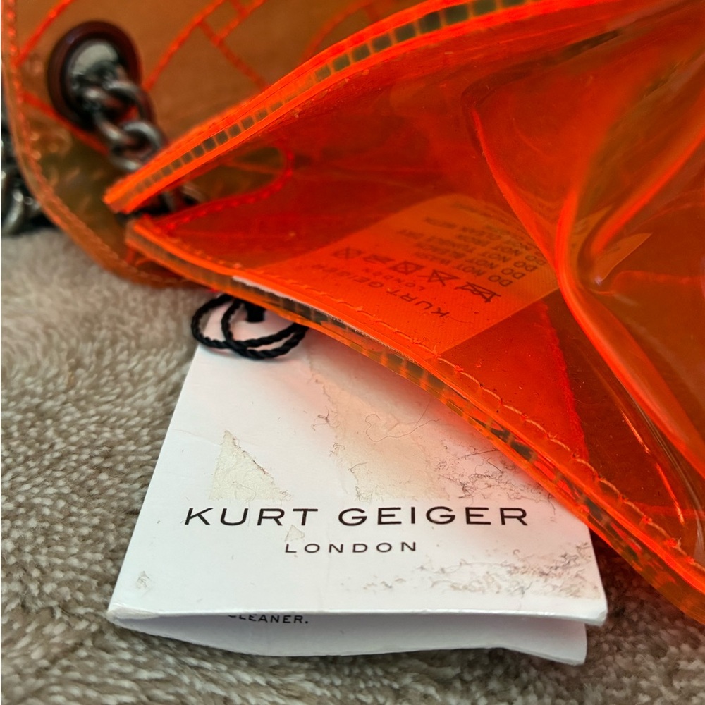 Kurt Geiger Kensington Transparent Quilted Crossbody Bag Orange - Picture 9 of 9